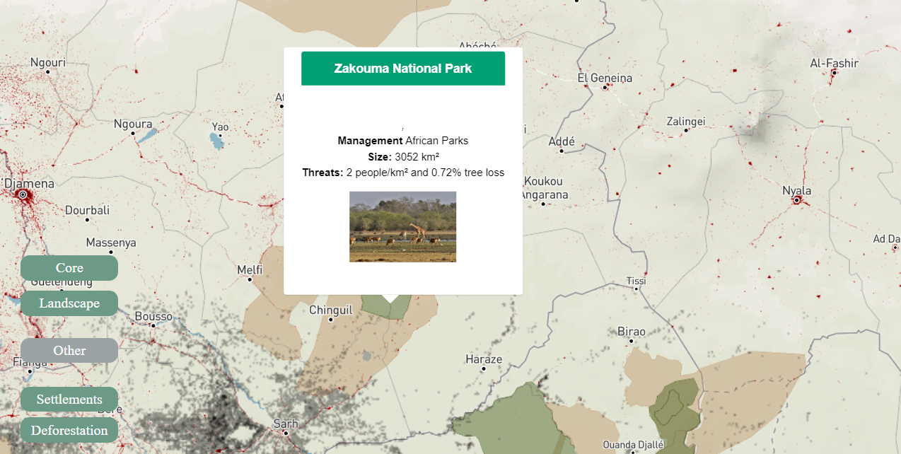Protected areas in Africa: Mapbox + FastAPI